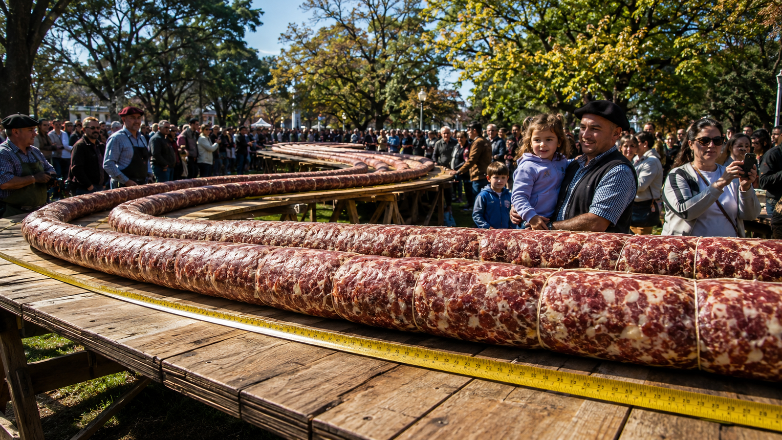 San Andrés de Giles logró el récord nacional con un salame de 501,66 metros